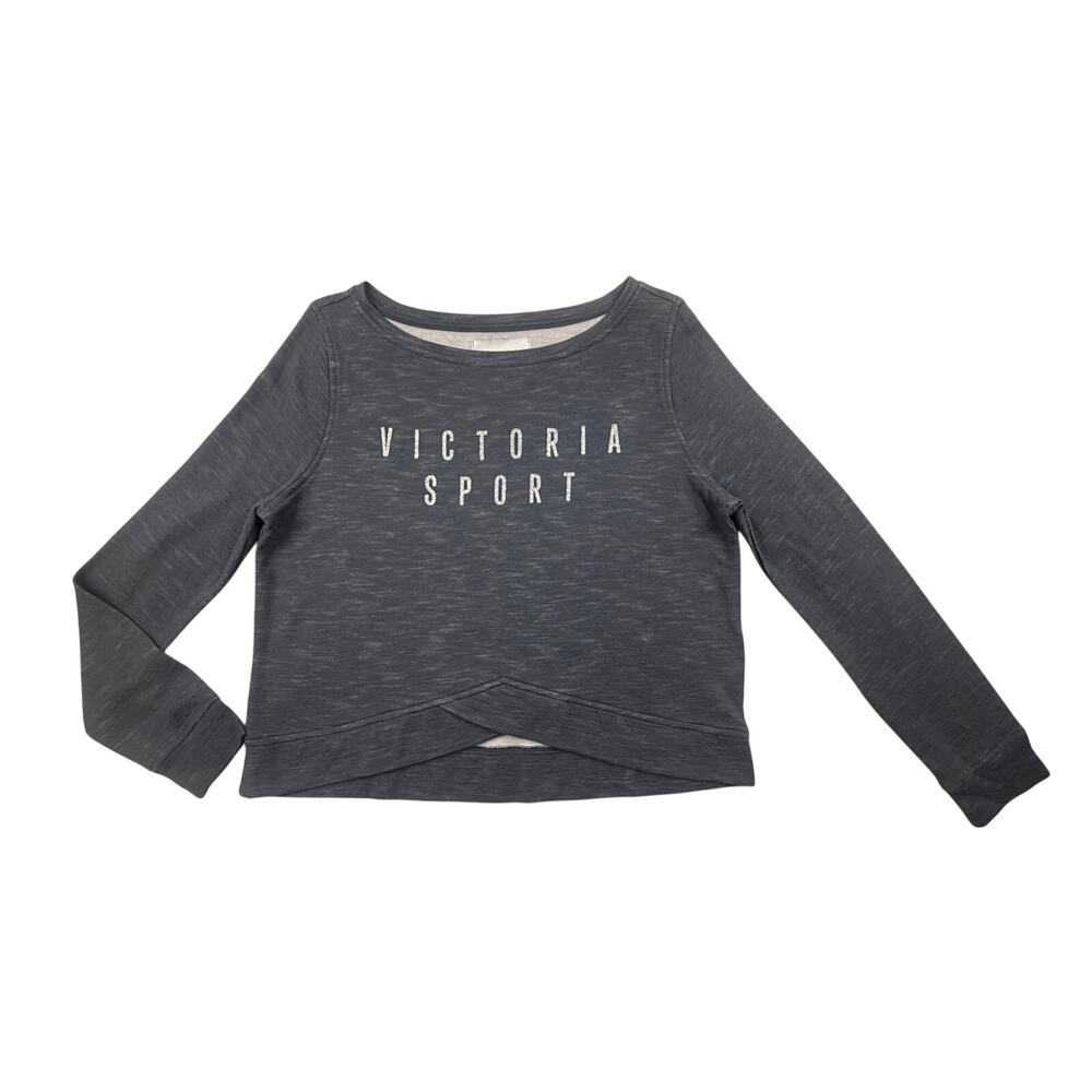 Victoria's Secret Sport Women Activewear Yoga Sweatshirt XS Black Glitter Logo